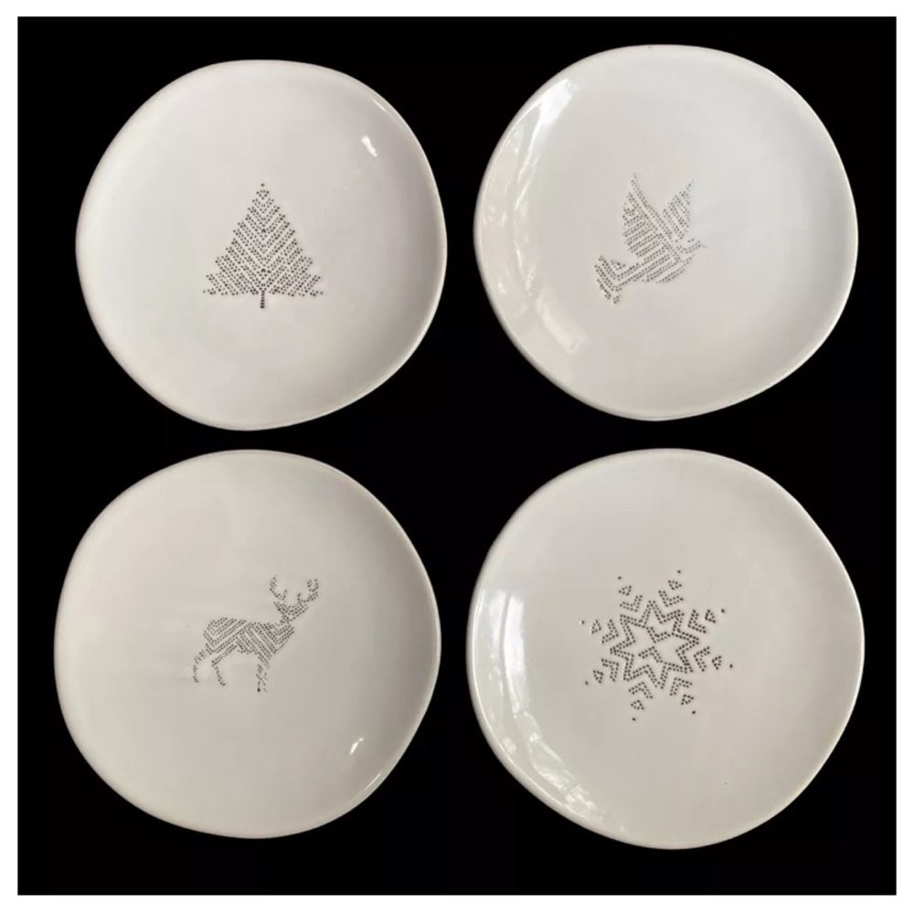 Hearth & Hand Set of 4 Christmas Appetizer Plates NEW
